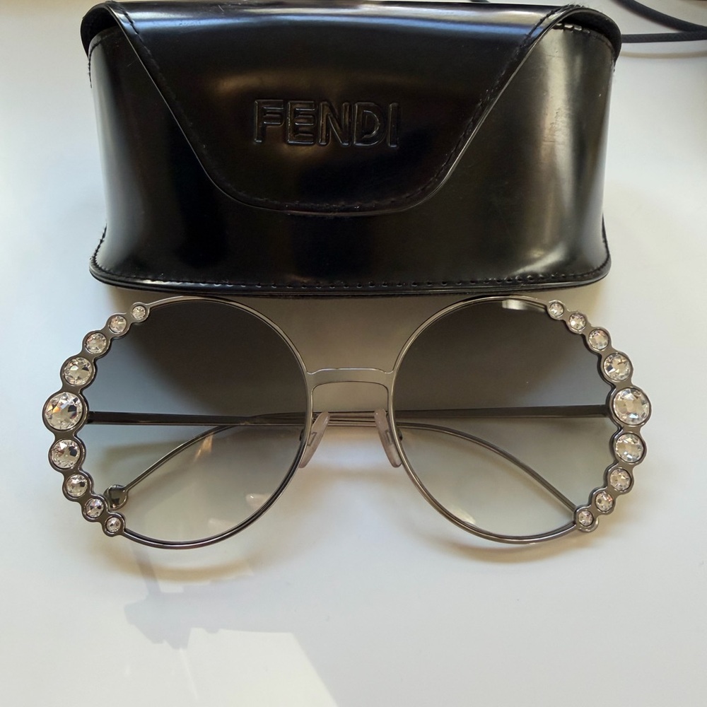Authentic Fendi Women's Sunglasses with Crystal Accents - Silver